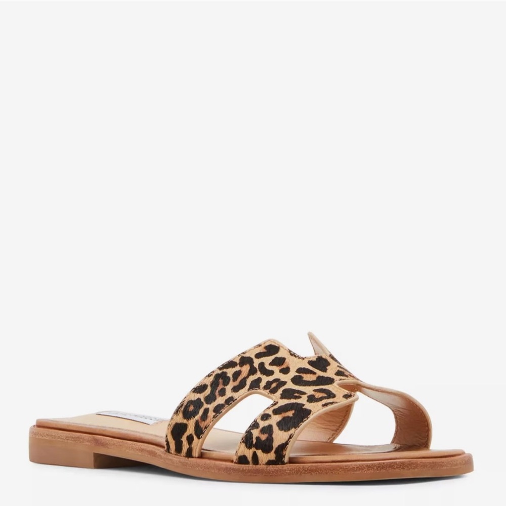 Steve Madden Hadyn Leopard Sandals. Calf hair leather upper. - Picture 2 of 3
